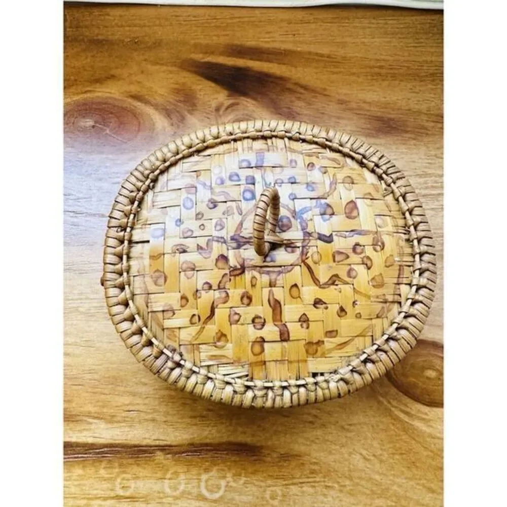 Rattan Turtle Armadillo Basket with Lid ‎ Decorative Box